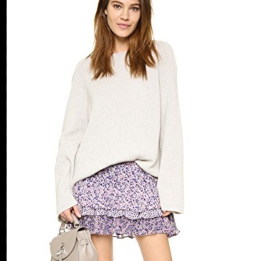 Joie Tiarella purple floral silk mini skirt